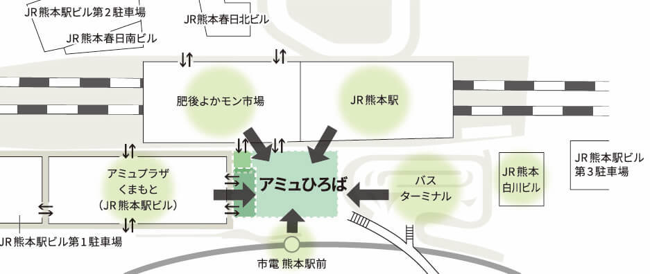 アミュ広場へのマップ